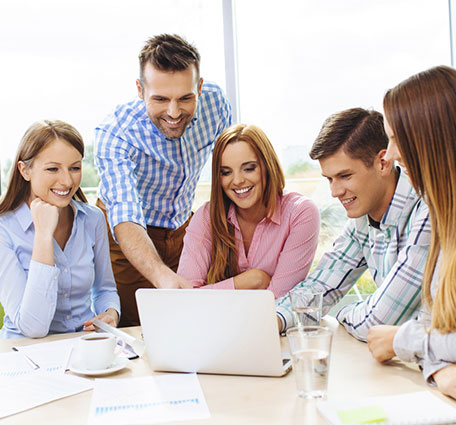 group of employees working together